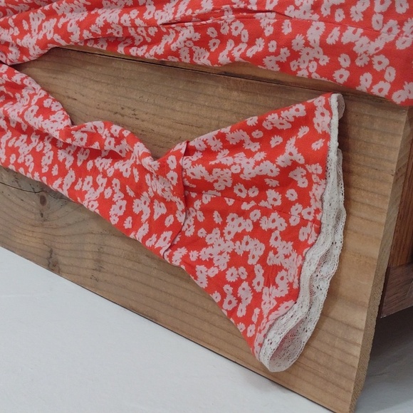 Free People Orange Floral Like You Best Baby Doll Mini Swing Dress Size S - Picture 9 of 11